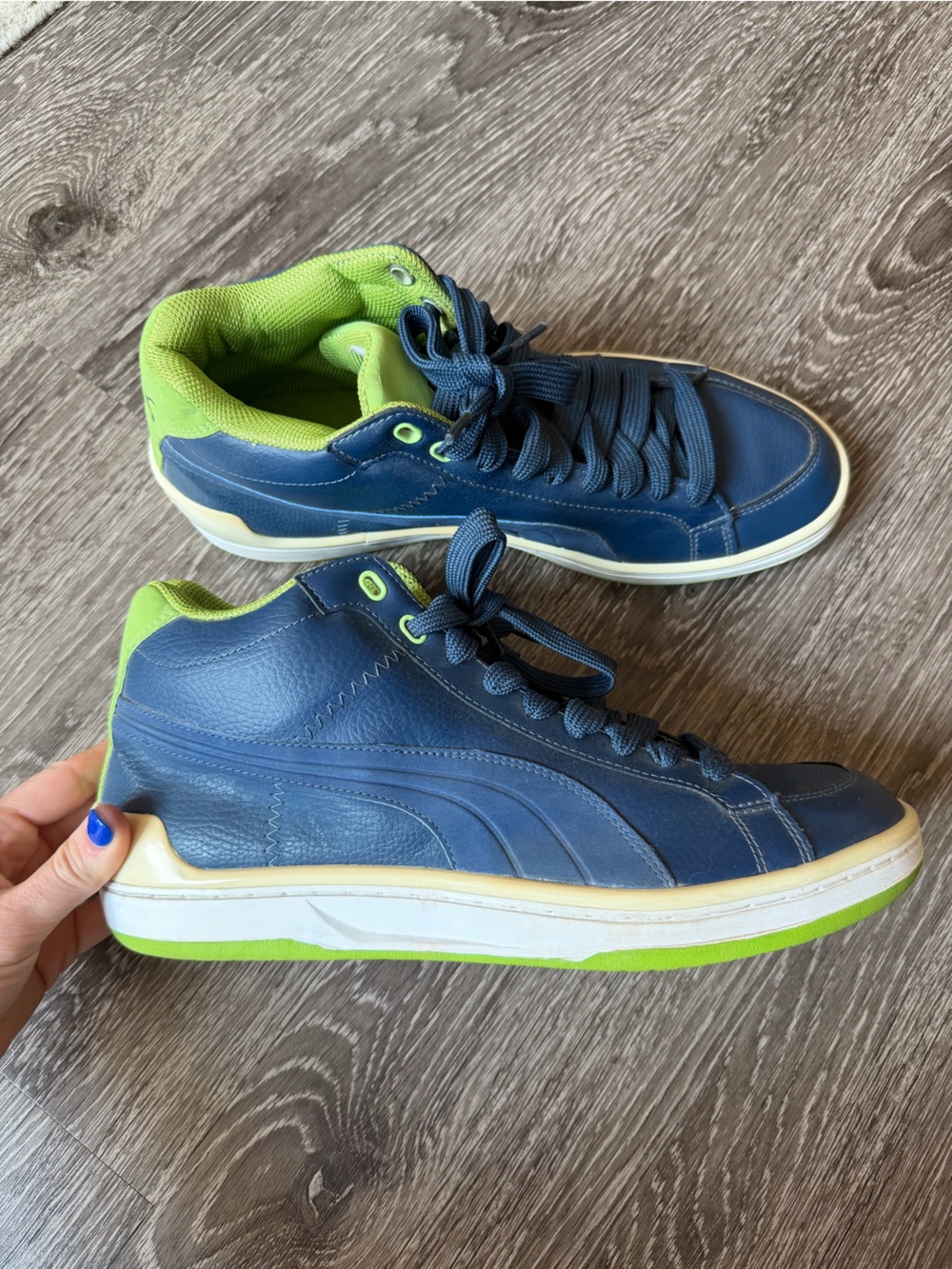 Puma Men's Mid Evo Leather Blue Pattot Green Shoe